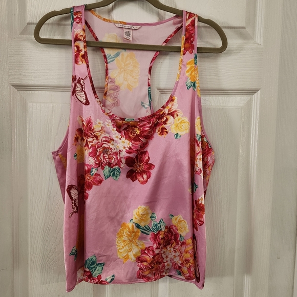 Victoria's Secret Other - Satin Victoria's Secret Pink Floral Tank Pajama Top
